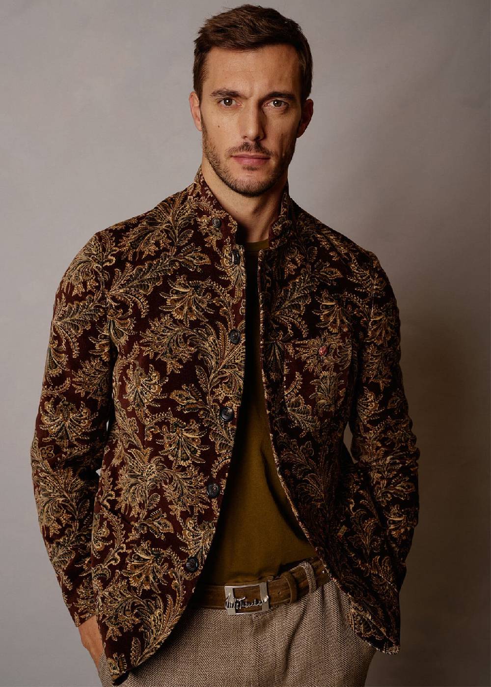 Luis Trenker Blazer in velluto con motivo damascato Lusandro Vendita Economica