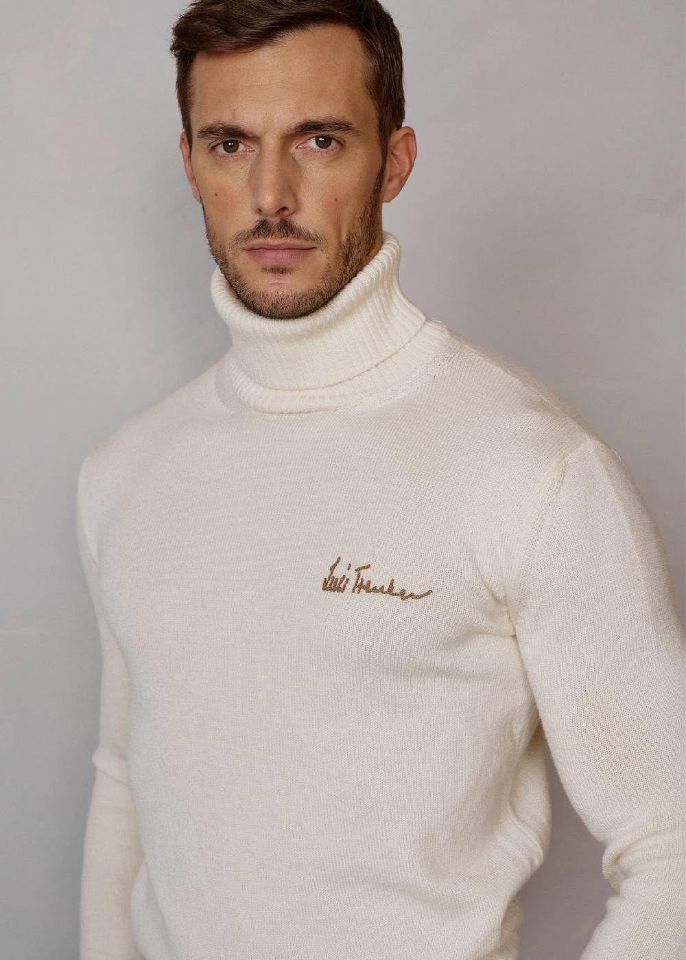 Luis Trenker Pullover a collo alto in lana merino Luwalbert Nuovo