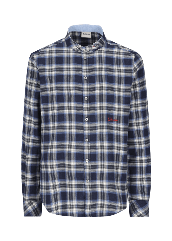 Luis Trenker Camicia a quadri con colletto alla coreana modello Lubernet Spedizione Gratuita
