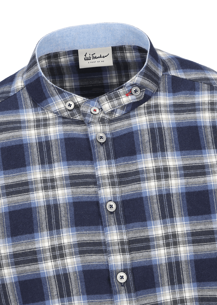 Luis Trenker Camicia a quadri con colletto alla coreana modello Lubernet Spedizione Gratuita