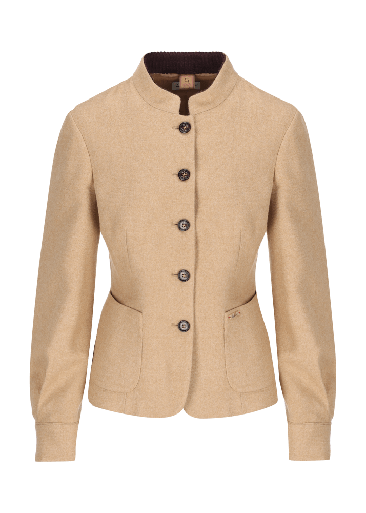 Luis Trenker Blazer di flanella con colletto alla coreana Luviola In Vendita