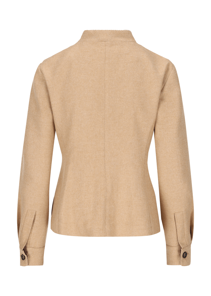 Luis Trenker Blazer di flanella con colletto alla coreana Luviola In Vendita