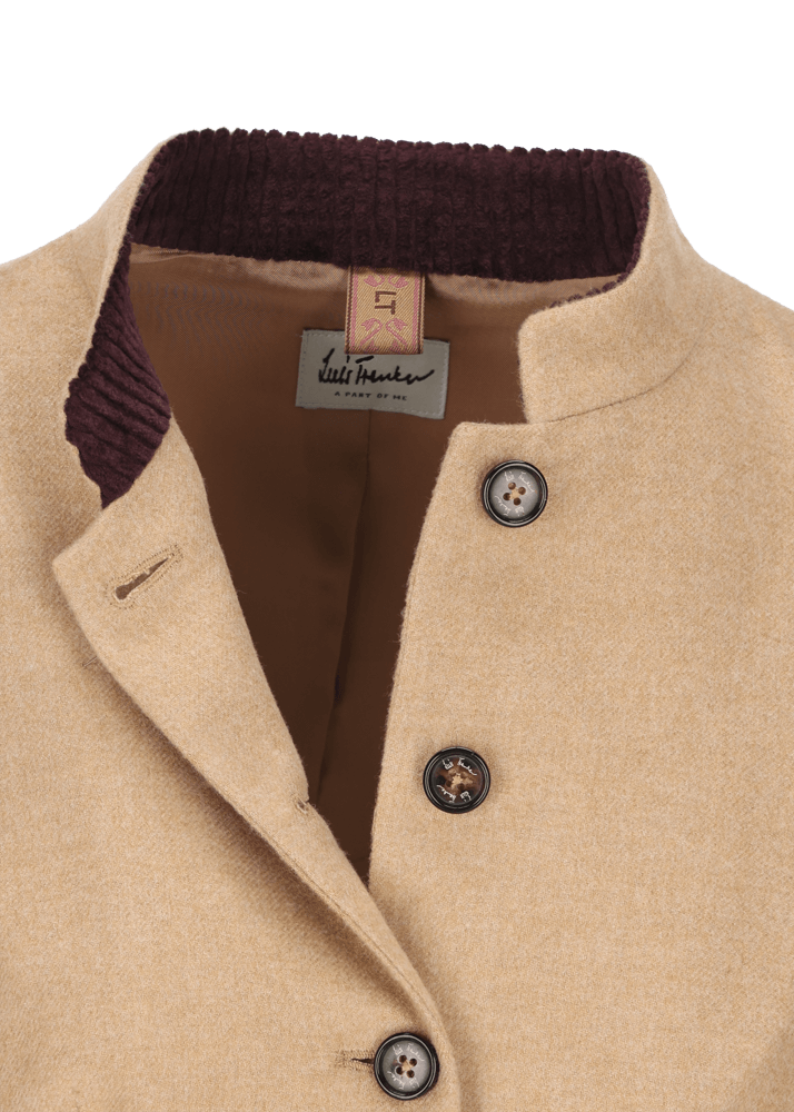 Luis Trenker Blazer di flanella con colletto alla coreana Luviola In Vendita