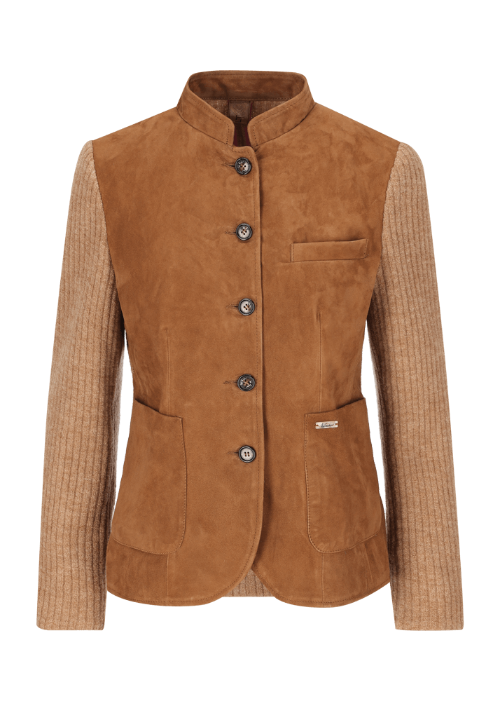 Luis Trenker Blazer lavorato a maglia con parte anteriore in pelle Luranda Saldi Di Fabbrica