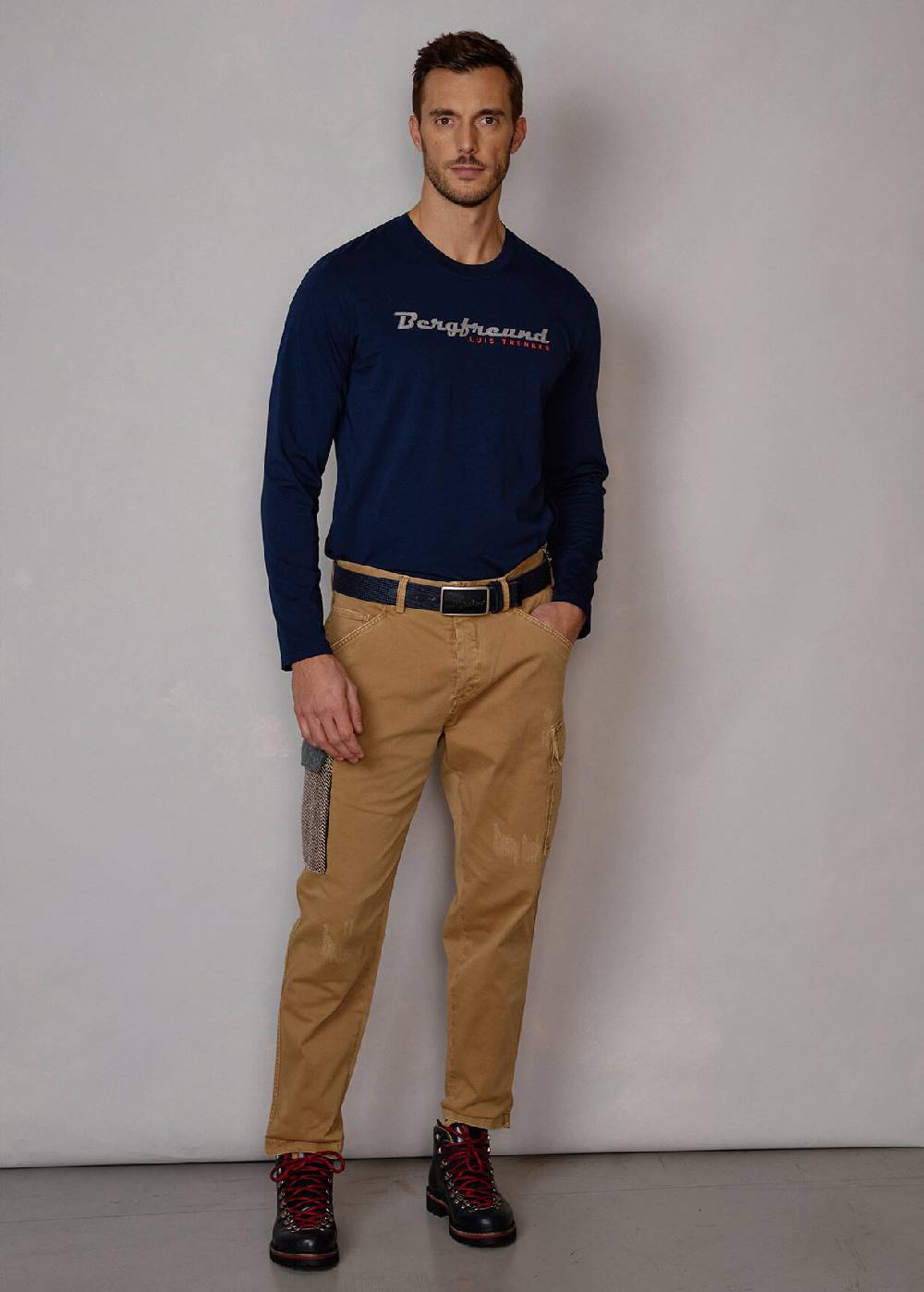 Luis Trenker Maglia a maniche lunghe con scritta Bergfreund Spedizione Gratuita