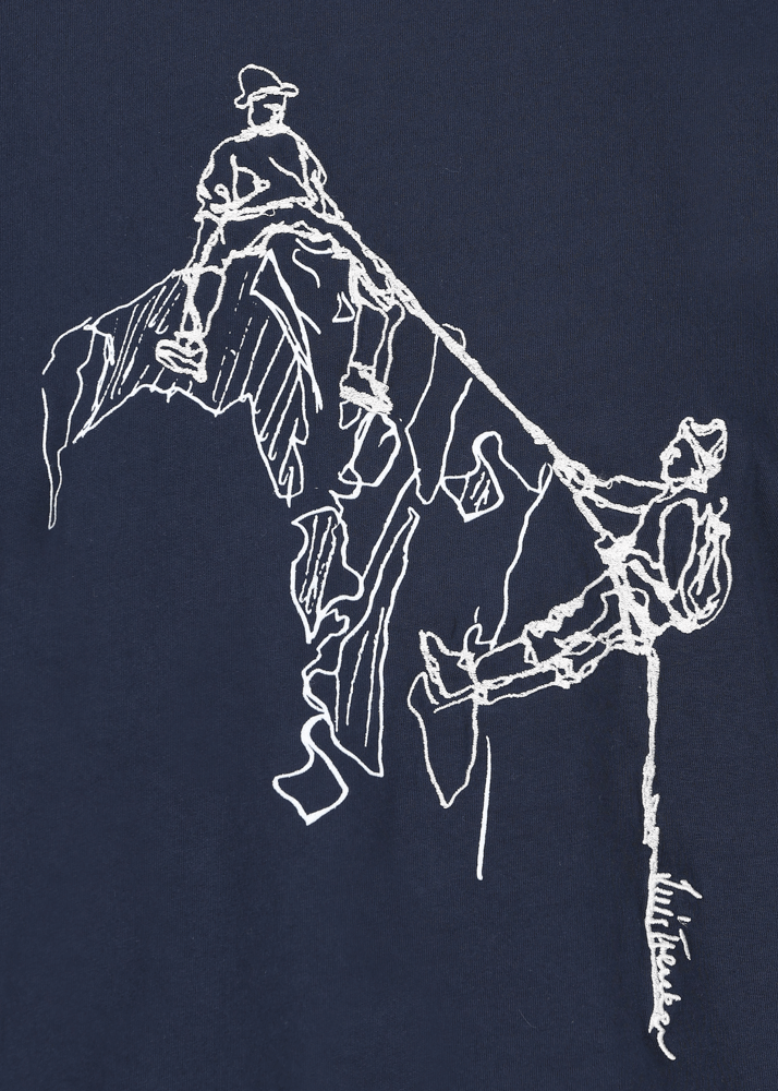 Luis Trenker T-shirt con stampa raffigurante due alpinisti Lueinar Qualità Garantita