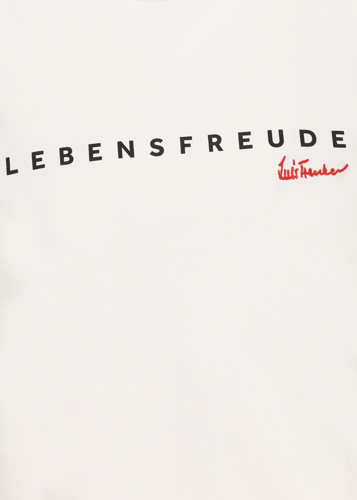 Luis Trenker T-shirt con scritta "Lebensfreude" Promozione Limitata