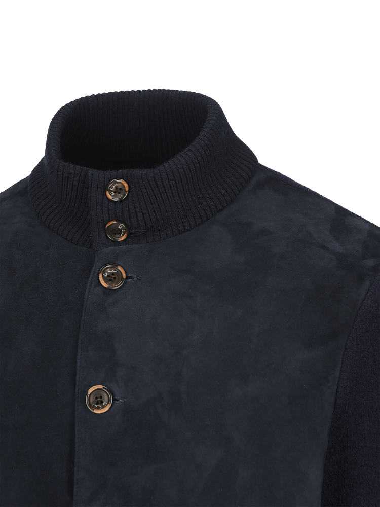 Luis Trenker Blazer in lana follata con parte anteriore in pelle scamosciata Lupoldo Offerta San Valentino