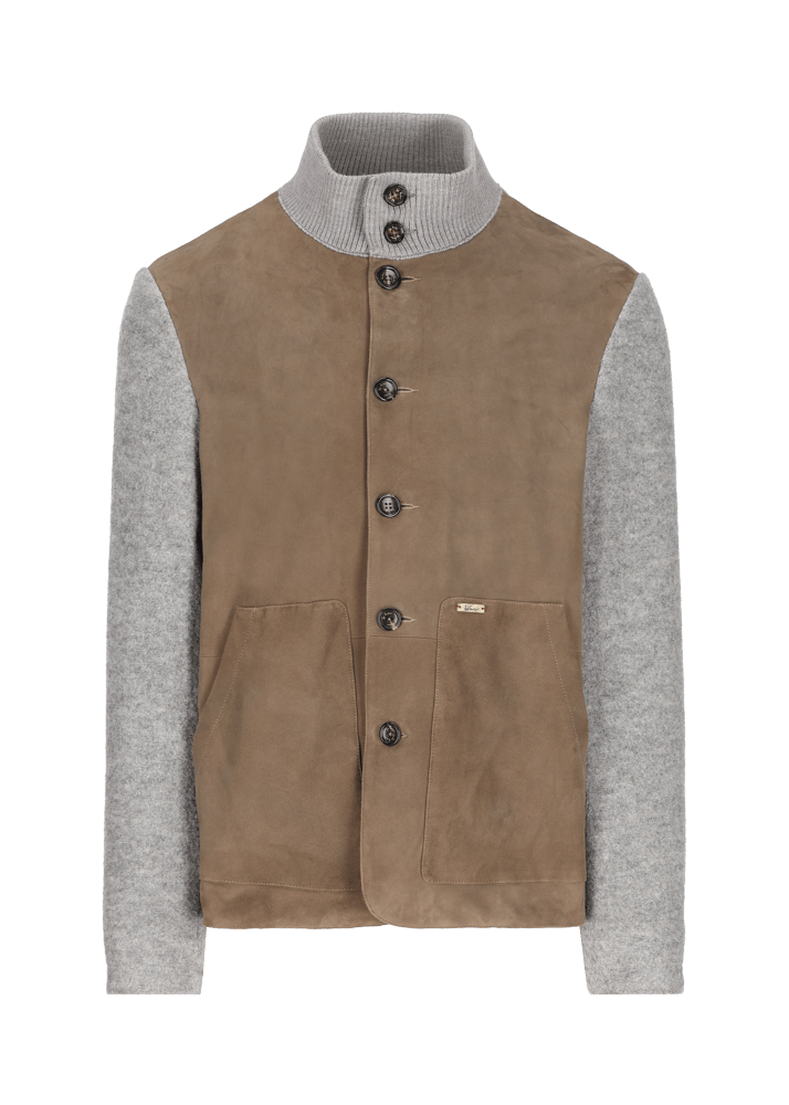 Luis Trenker Blazer in lana follata con parte anteriore in pelle scamosciata Lupoldo Offerta Anniversario