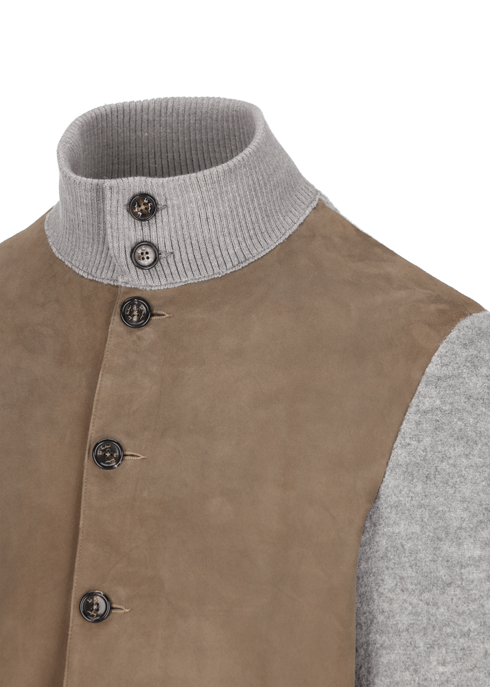Luis Trenker Blazer in lana follata con parte anteriore in pelle scamosciata Lupoldo Offerta Anniversario
