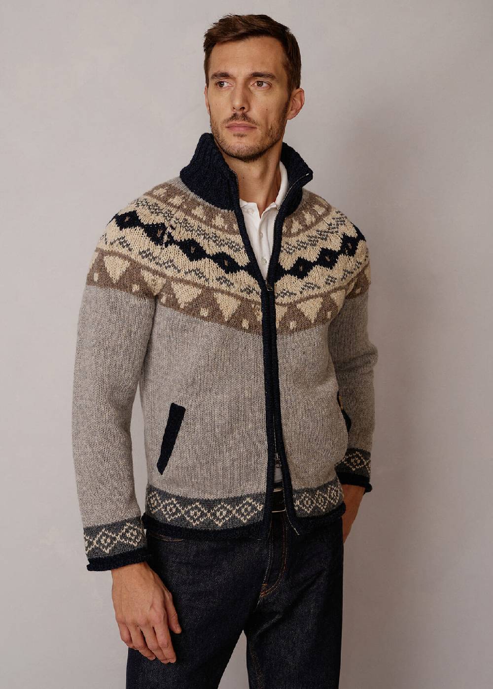 Luis Trenker Cardigan con motivo norvegese Luwall Grandi sconti
