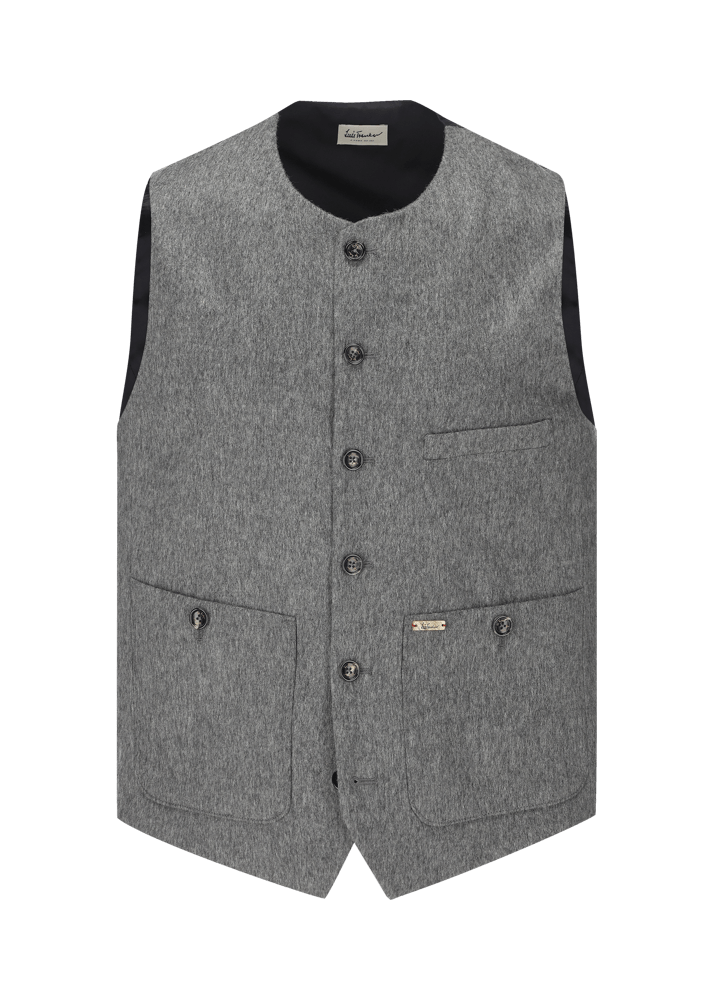 Luis Trenker Gilet in loden con scollo rotondo Lusven Rilascio limitato