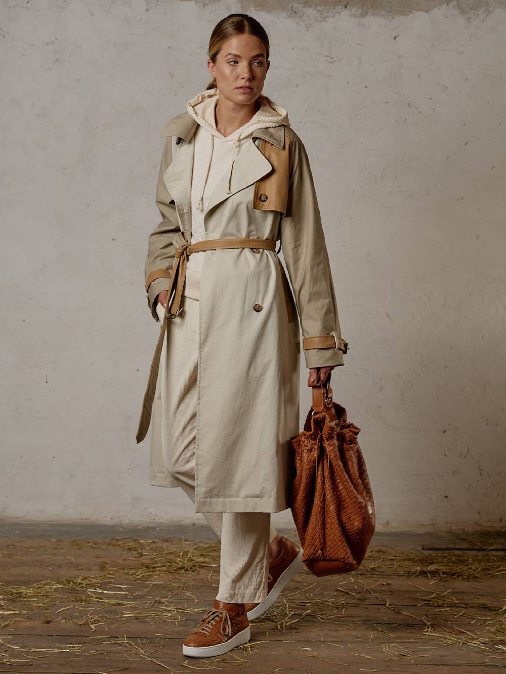 Luis Trenker Trench con dettagli in pelle modello Ludamiana Fino al 50% di sconto