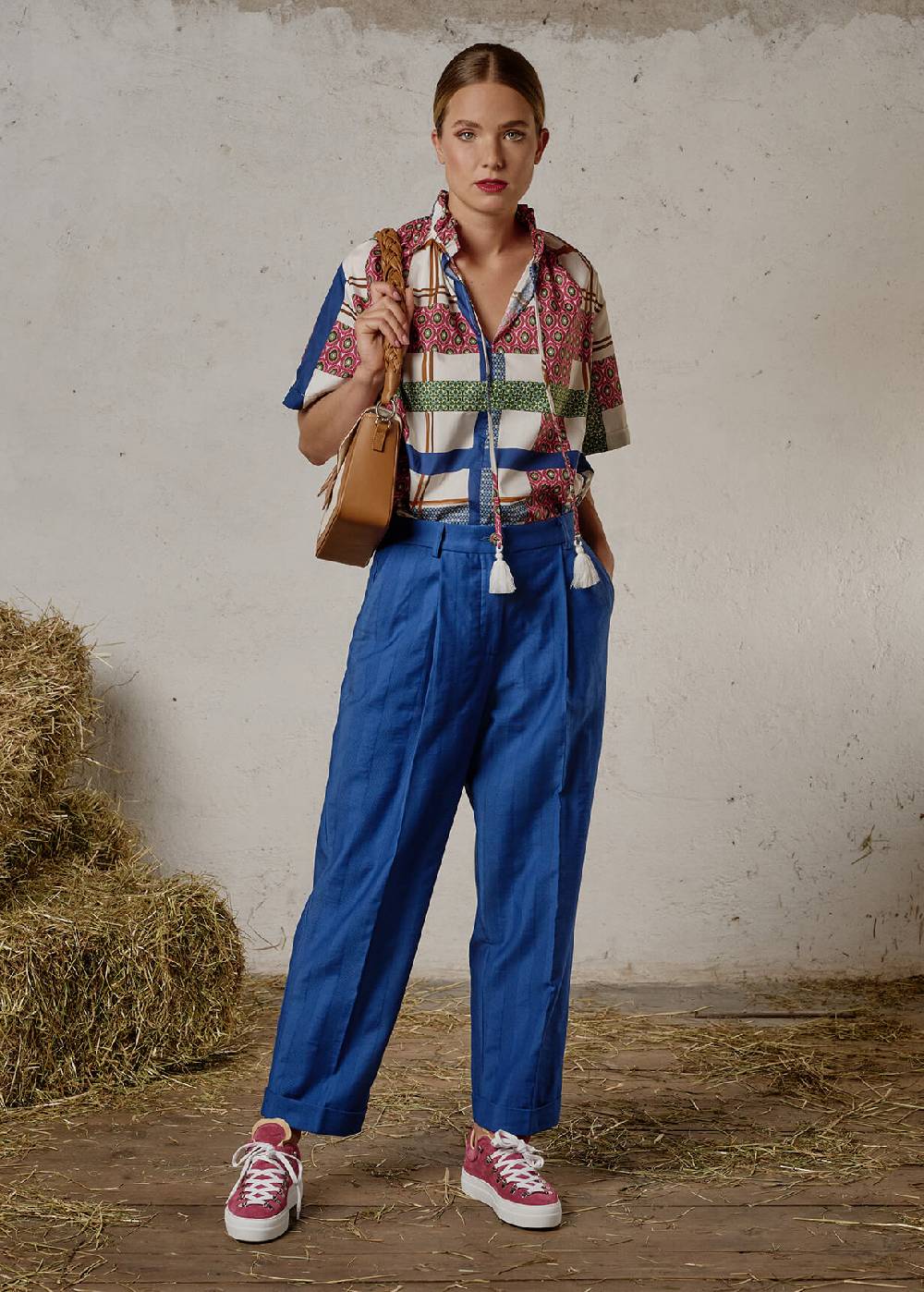Luis Trenker Pantaloni in cotone e lino dalla vestibilità Carrot Fit modello Luloretta 50% di sconto con spedizione gratuita
