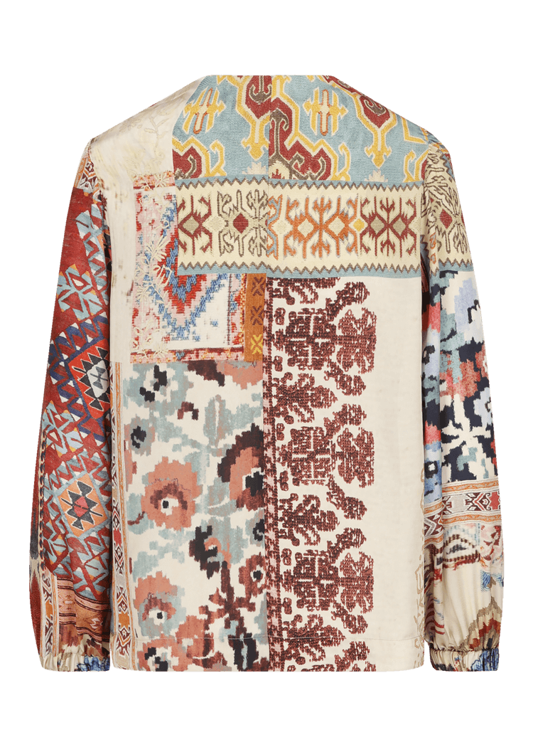 Luis Trenker Blusa modello Lugiada con stampa patchwork Nuovo
