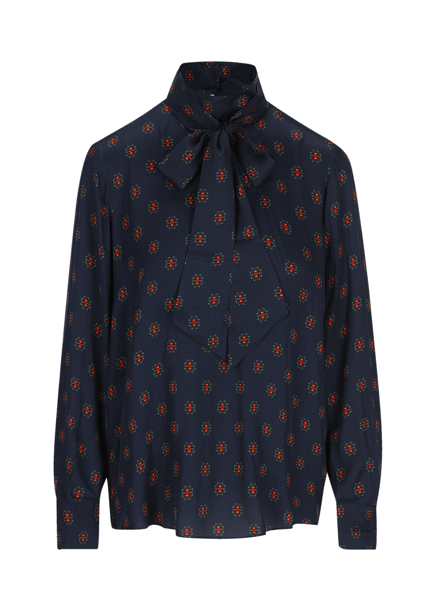 Luis Trenker Blusa modello Lubianca con fiocco e stampa