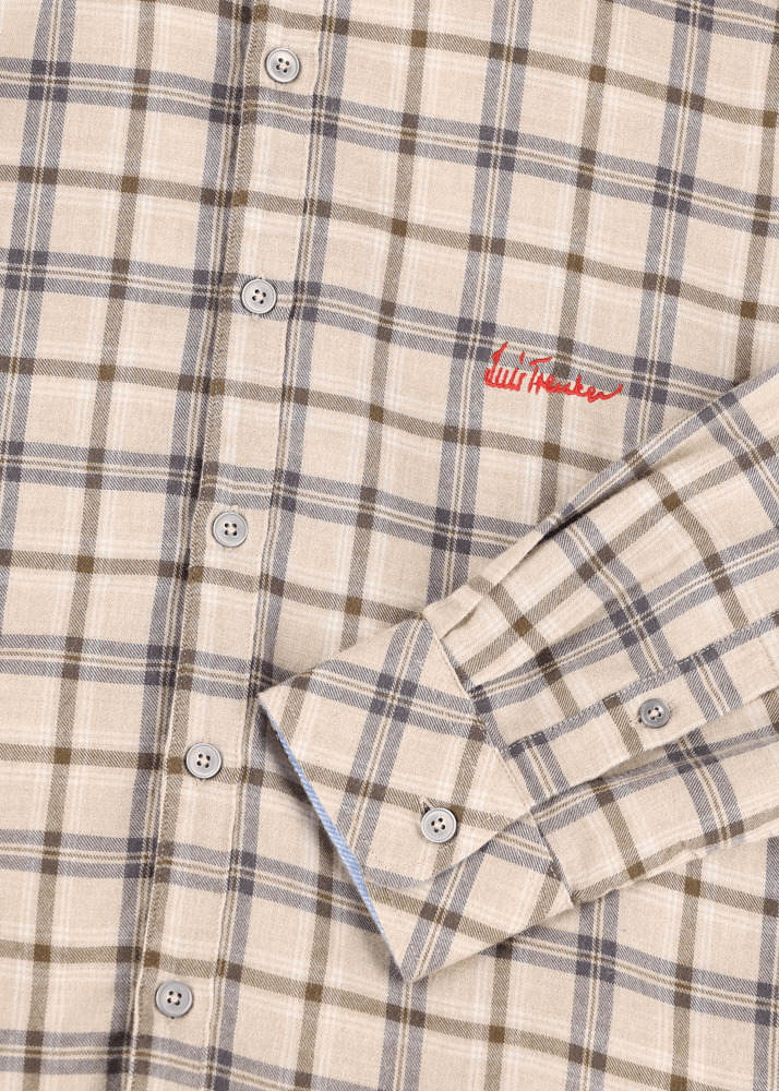 Luis Trenker Camicia a quadri con colletto alla coreana modello Lubernet Offerte giornaliere