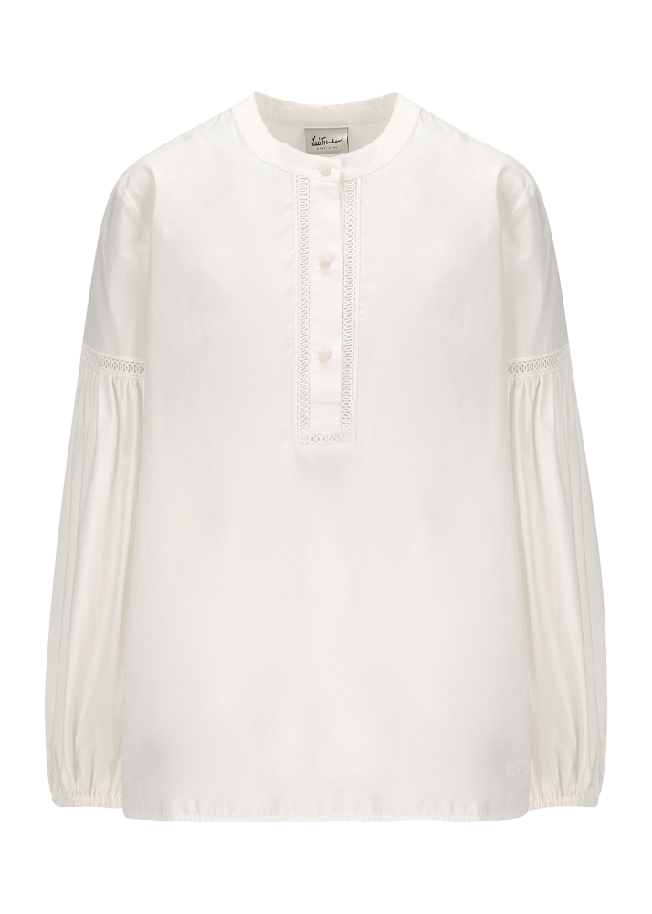 Luis Trenker Blusa in cotone con maniche a sbuffo modello Lufanny Offerte stagionali