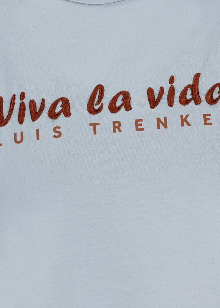 Luis Trenker T-shirt con slogan ricamato Viva la Vida Ultimo giorno