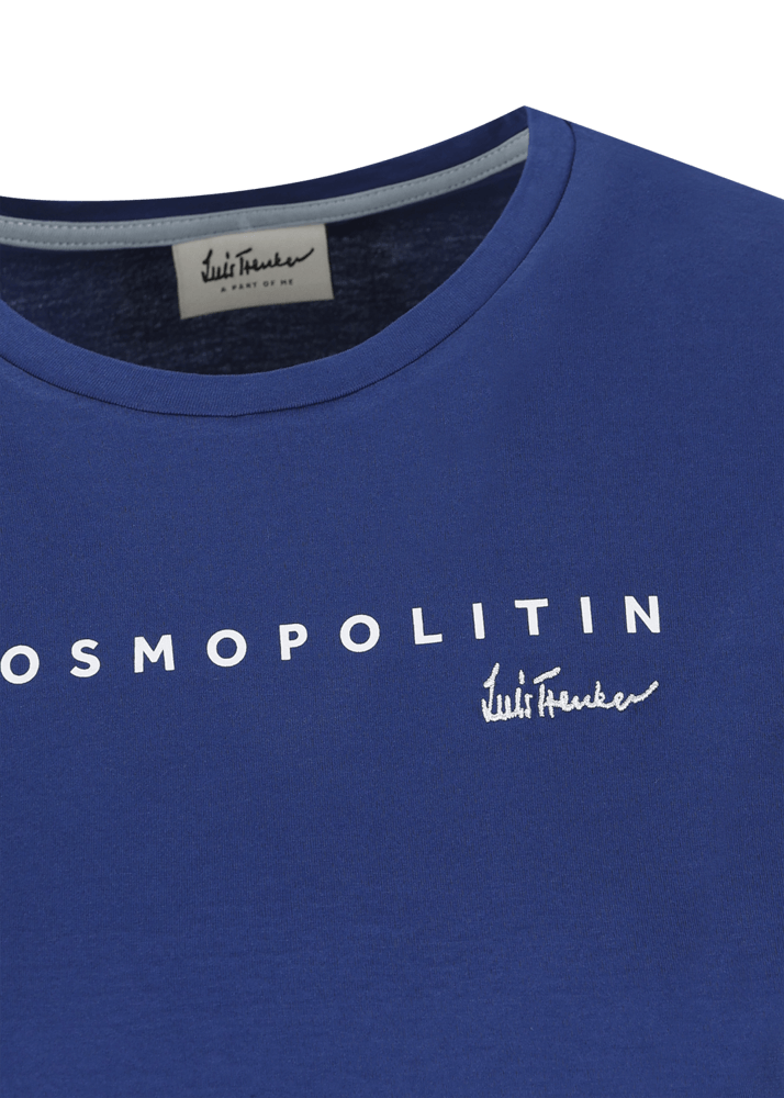 Luis Trenker T-shirt con logo ricamato e stampa "Kosmopolit" Fino al 50% di sconto
