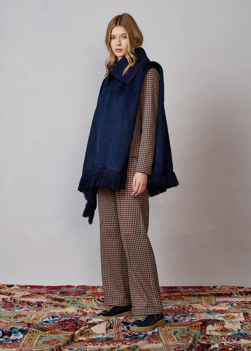 Luis Trenker Poncho con frange modello Lupiera