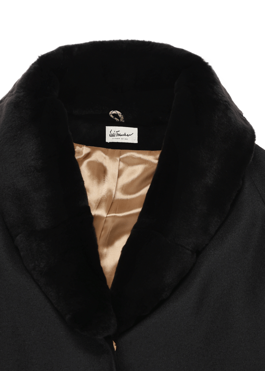Luis Trenker Cappotto in lana cotta con collo di pelliccia modello Lufrida Italy