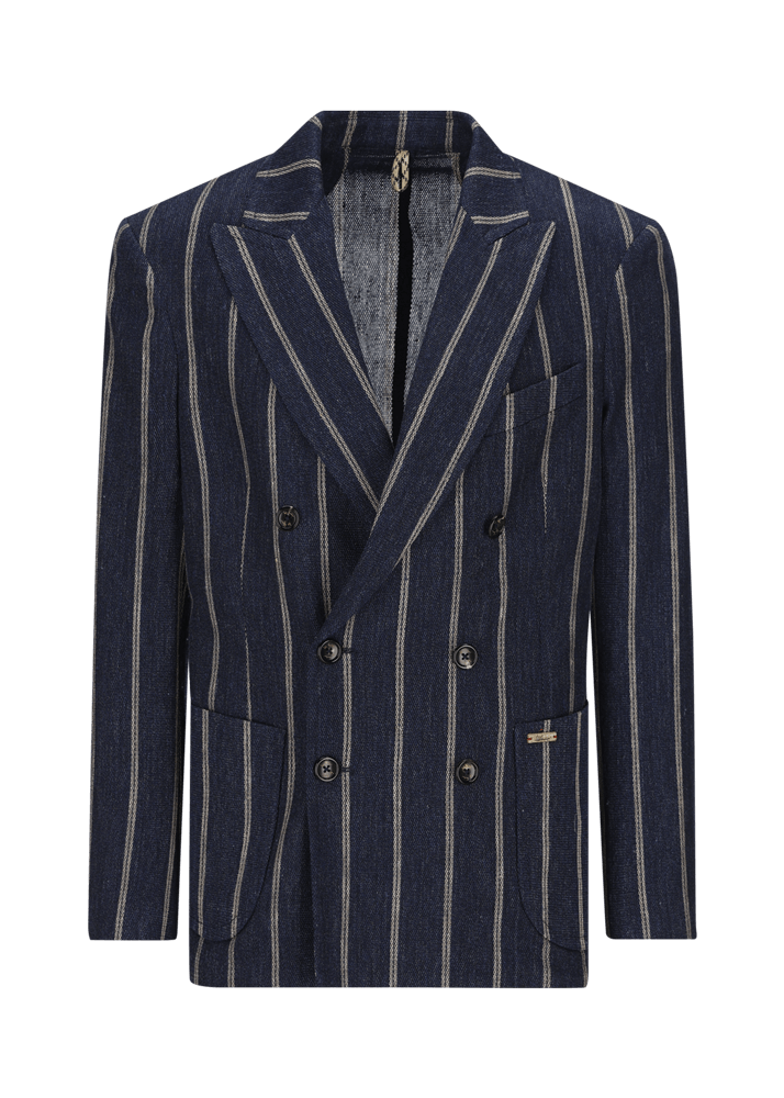 Luis Trenker Blazer in lino con motivo gessato modello Lusimone Offerta Giorno del Papà
