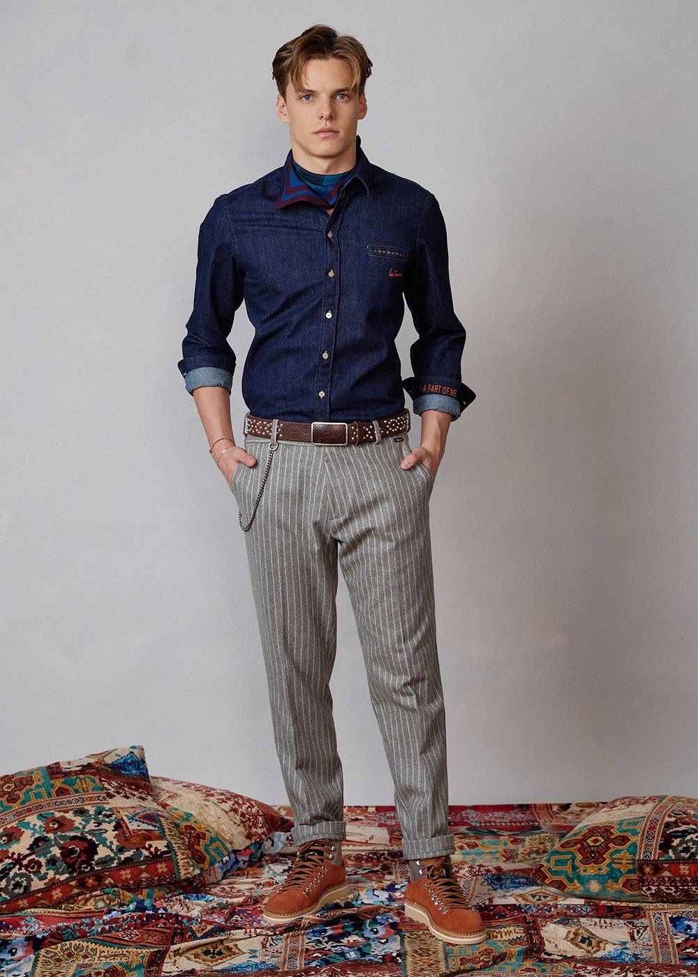 Luis Trenker Camicia button down in denim modello Lubenzio Ritorno libero