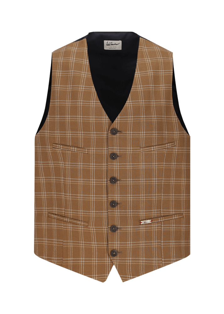 Luis Trenker Gilet con motivo a quadretti modello Lusebastian Spedizione Gratuita