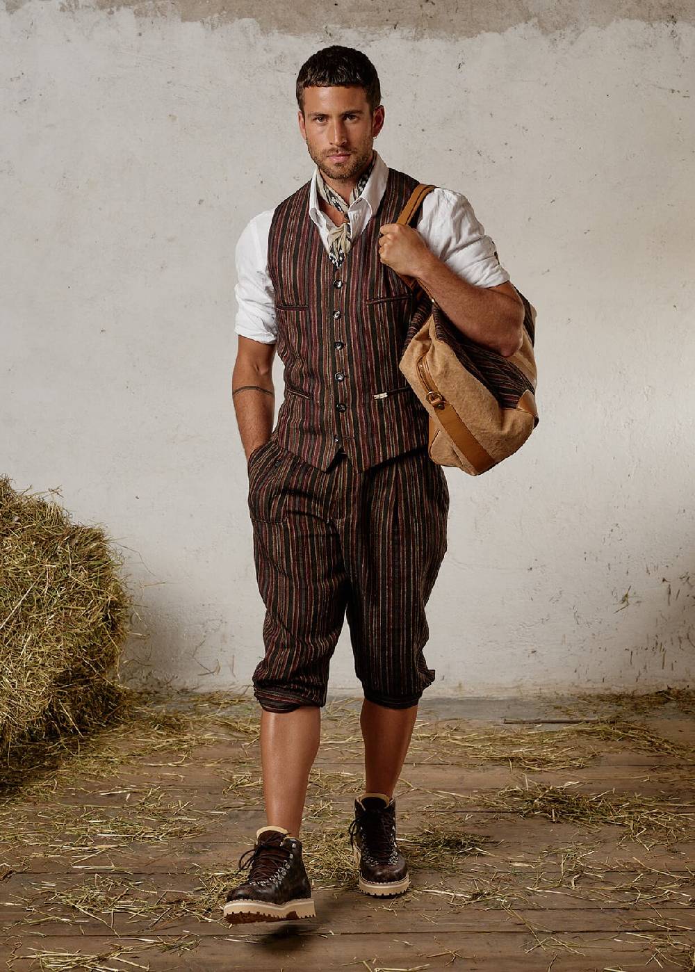 Luis Trenker Gilet con motivo a righe modello Lusebastian Sottocosto