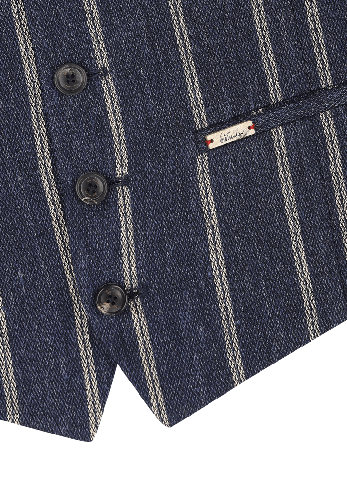 Luis Trenker Gilet in lino con motivo gessato modello Lusebastian Convenienza