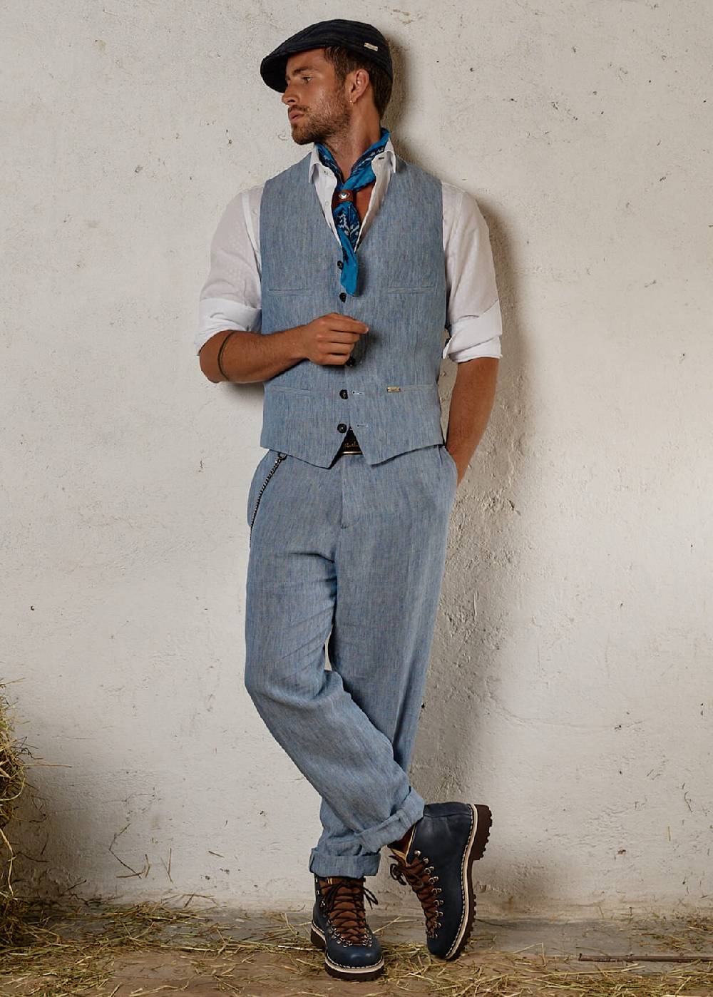 Luis Trenker Pantaloni chino in puro lino modello Lubruneu Offerta San Valentino