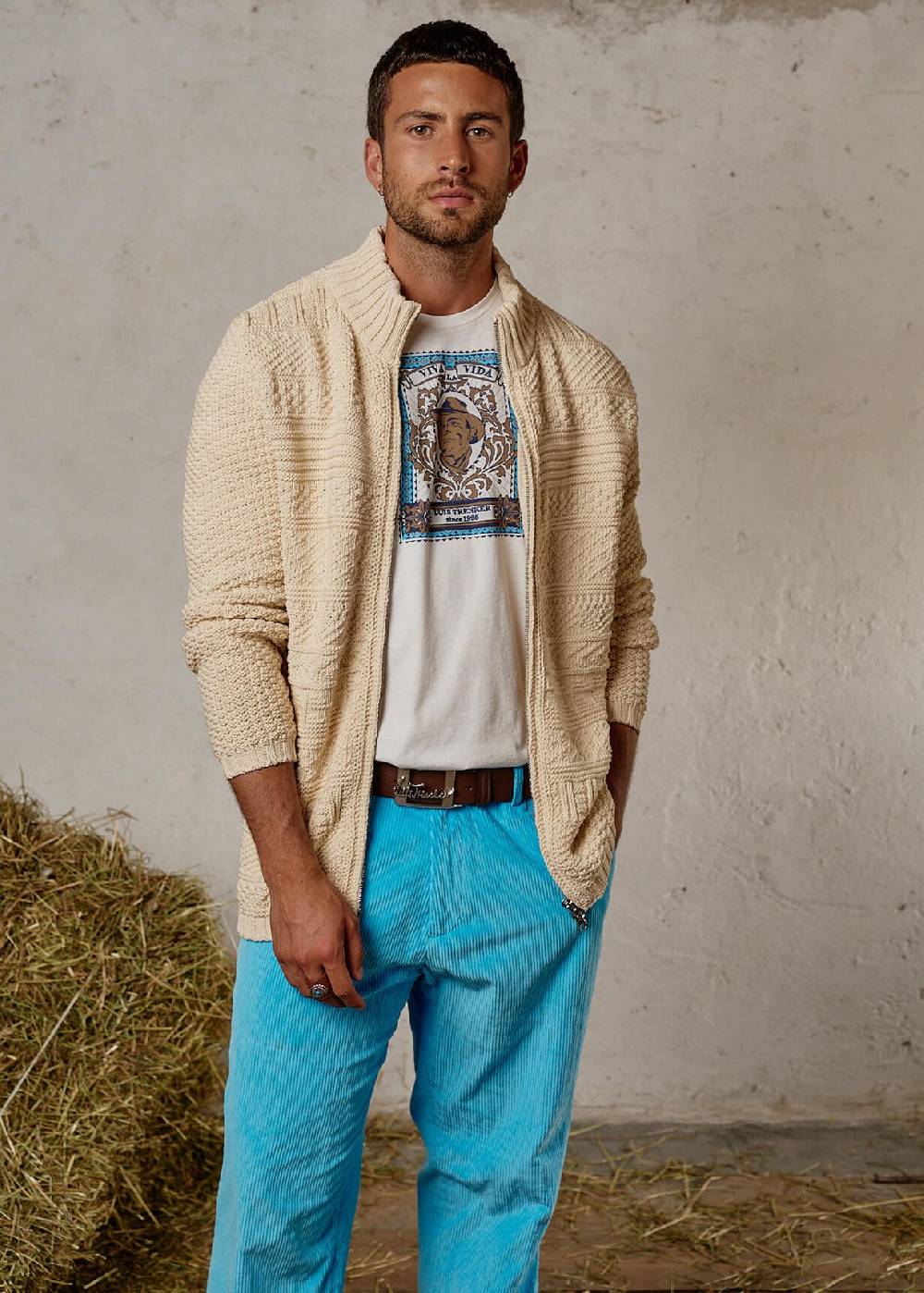 Luis Trenker Cardigan lavorato a maglia con colletto alla coreana modello Luwall ACQUISTA ORA