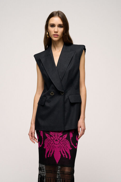 Luisa Spagnoli Volta - Gilet in misto lino Black Friday Prezzi