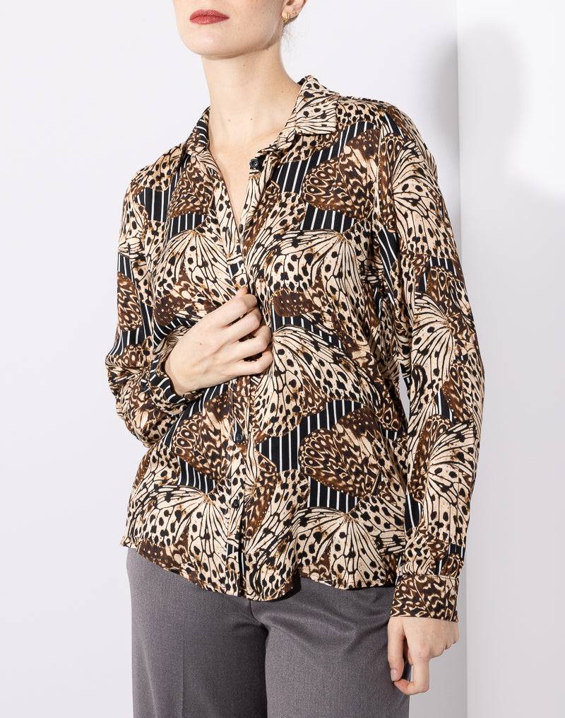 Risskio Kujaku - Camicia in viscosa stampata Vendita Economica