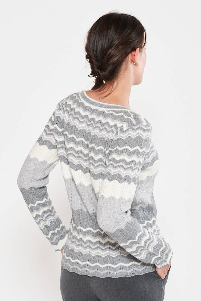Rrocco Ragni Maglia a fantasia con scollo a V In Vendita