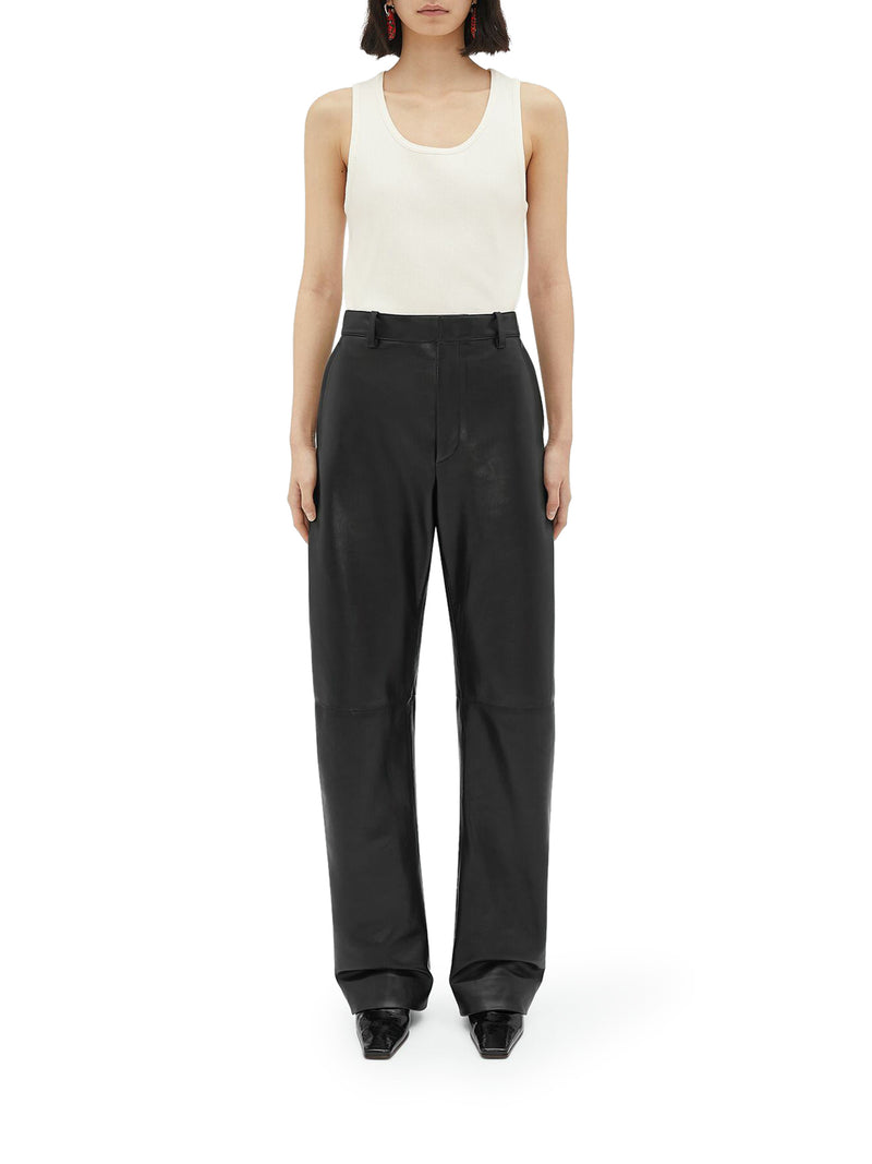 Suitnegozi Pantaloni in pelle dal taglio arrotondato Super sconto
