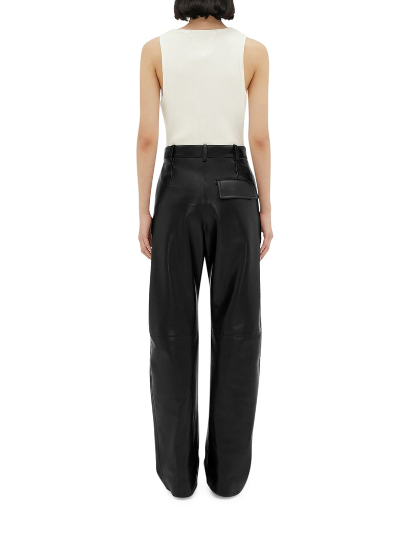 Suitnegozi Pantaloni in pelle dal taglio arrotondato Super sconto