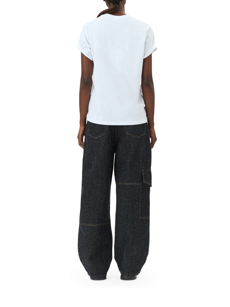 Suitnegozi T-SHIRT RELAX CON GATTI IN JERSEY BIANCO BASIC Enormi sconti