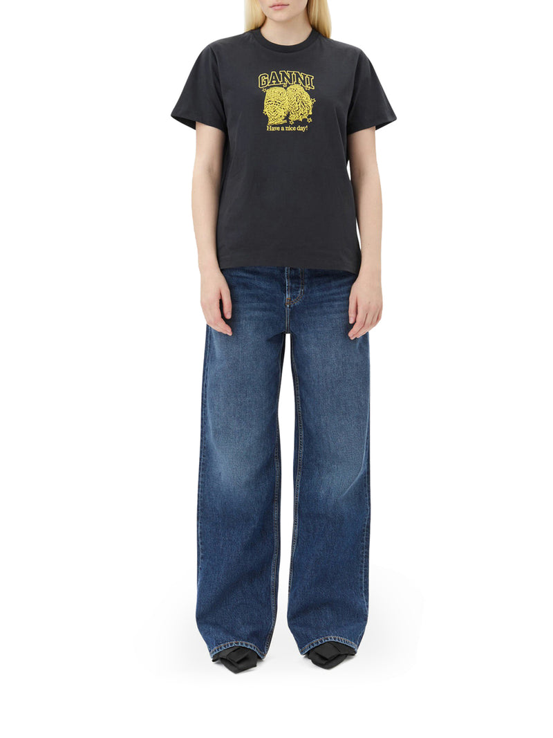 Suitnegozi T-SHIRT RELAXED CON GUFI IN JERSEY NERA Black Friday Prezzi