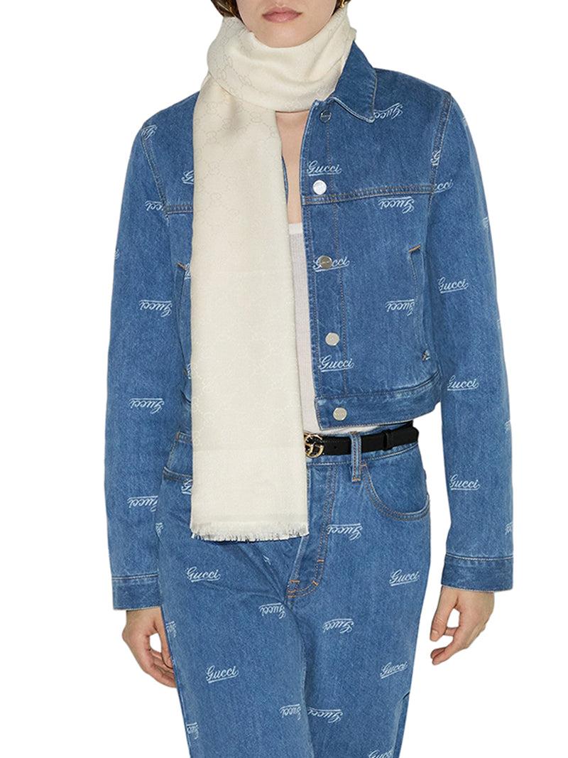 Suitnegozi SCIALLE IN SETA E COTONE JACQUARD CON MOTIVO GG Saldi Di Fabbrica