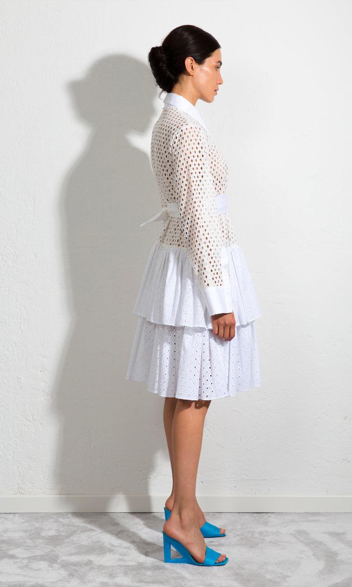 Sara Battaglia Ruffle Midi Dress Negozio