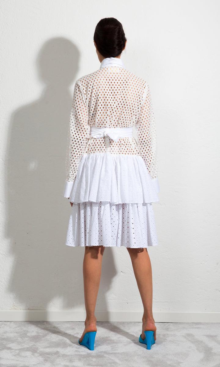 Sara Battaglia Ruffle Midi Dress Negozio