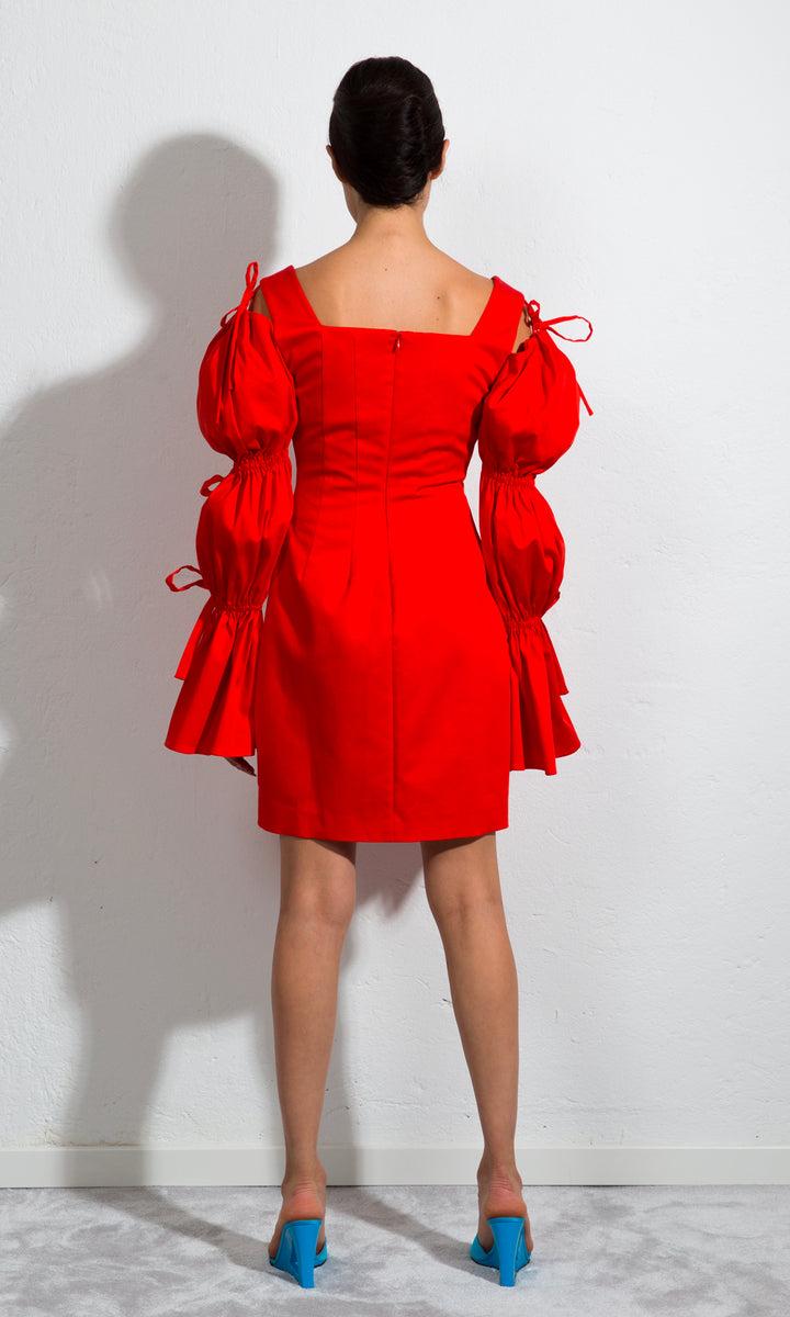 Sara Battaglia Puffed Sleeves Dress Grande vendita