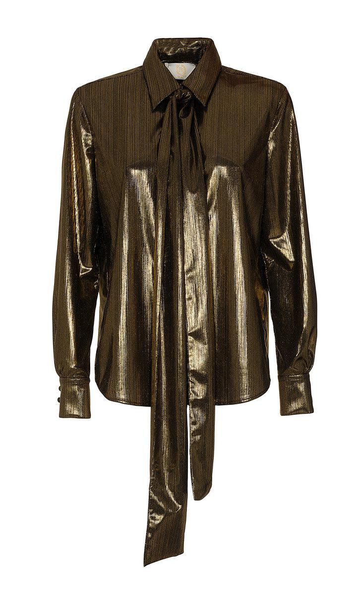 Sara Battaglia Lurex bow shirt Latest stili