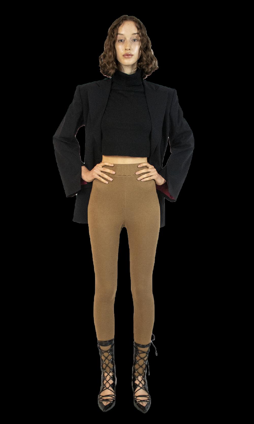 Sara Battaglia Camel Leggings In Saldo