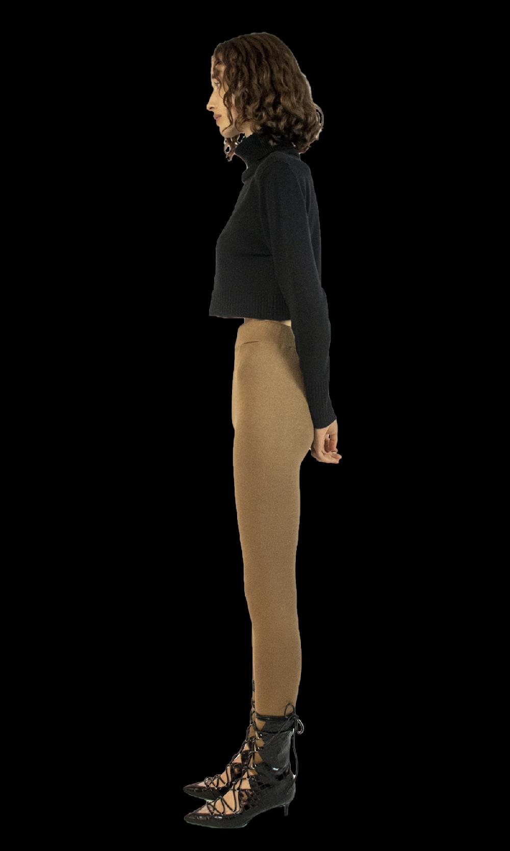Sara Battaglia Camel Leggings In Saldo