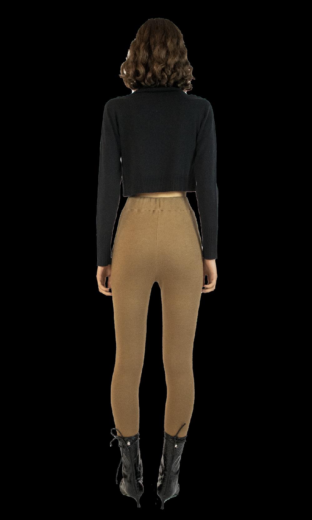 Sara Battaglia Camel Leggings In Saldo