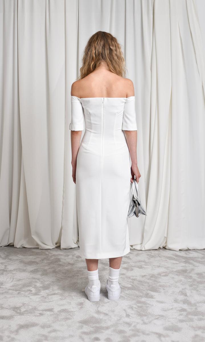 Sara Battaglia Neckline midi dress Liquidazione