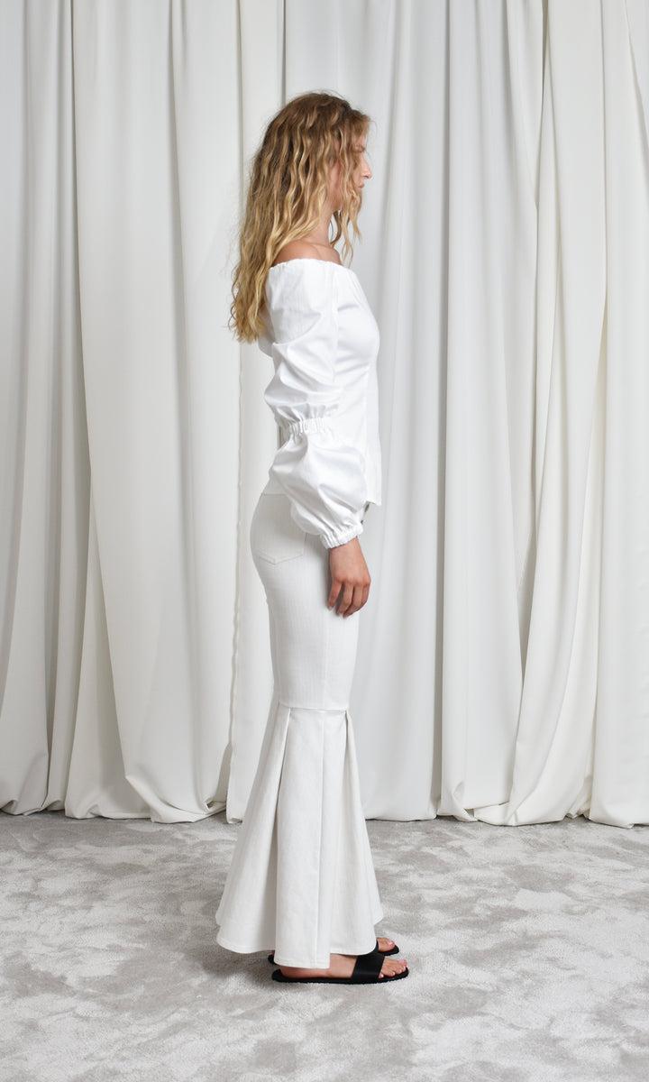 Sara Battaglia Neckline Puff Sleeve Top 50% di sconto per tempo limitato